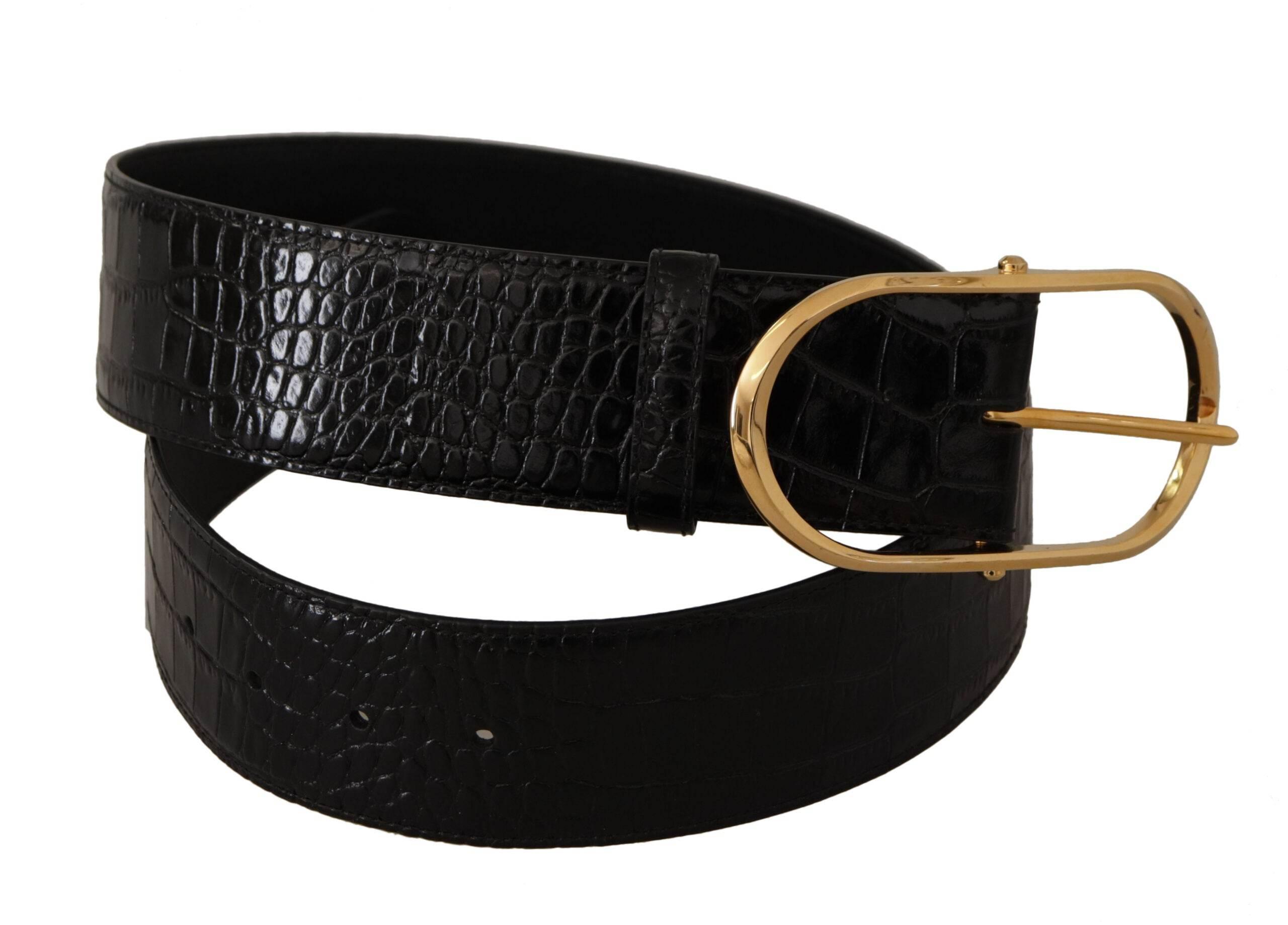 Dolce & Gabbana Chic Black Leather Logo Belt - Hilstor