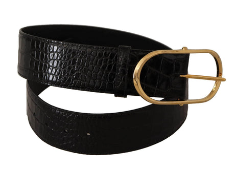Dolce & Gabbana Chic Black Leather Logo Belt - Hilstor