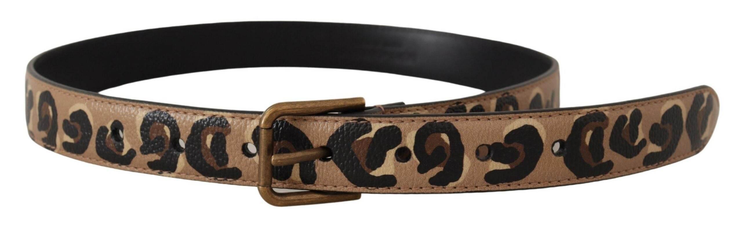 Dolce & Gabbana Elegant Leather Engraved Buckle Belt - Hilstor