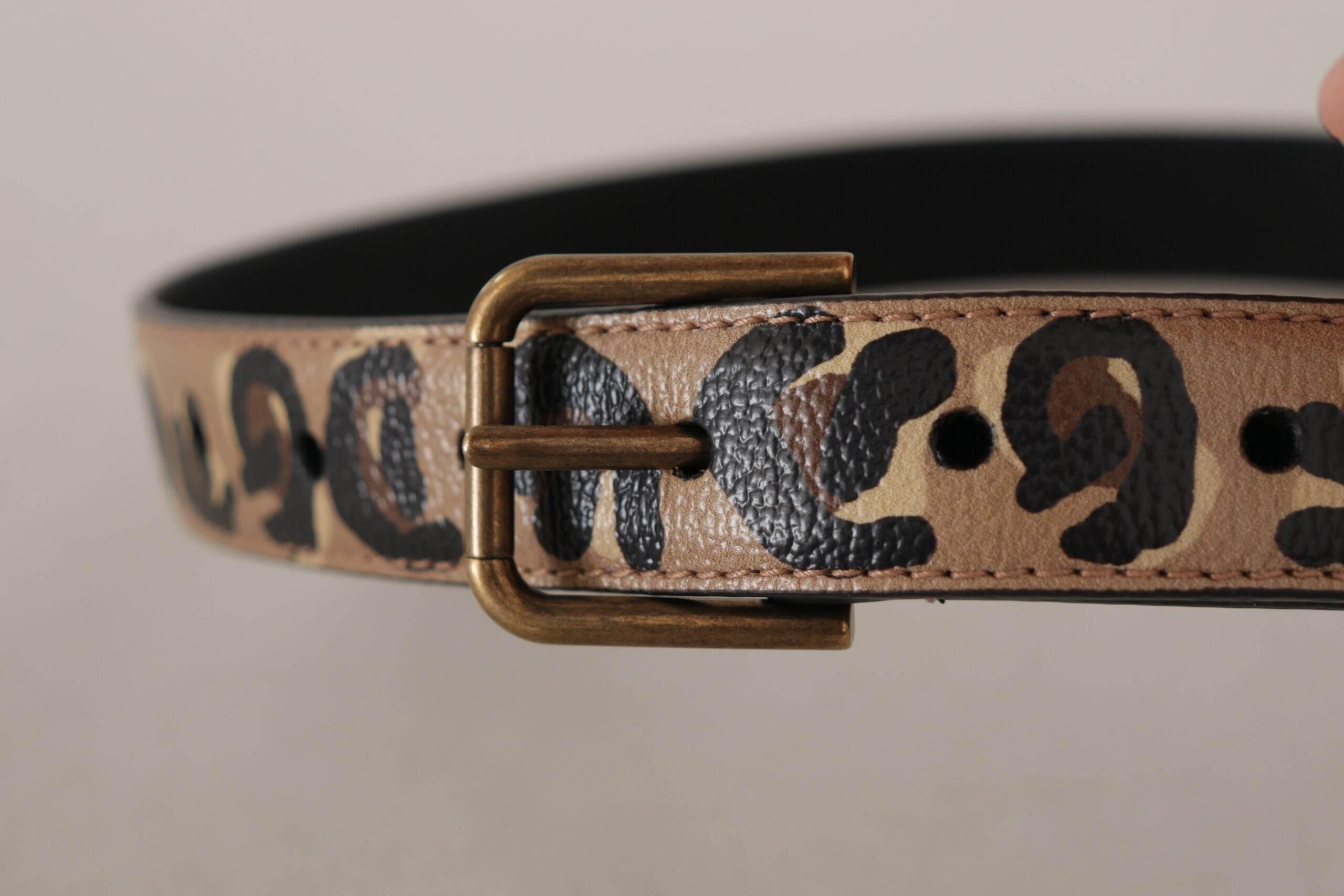 Dolce & Gabbana Elegant Leather Engraved Buckle Belt - Hilstor