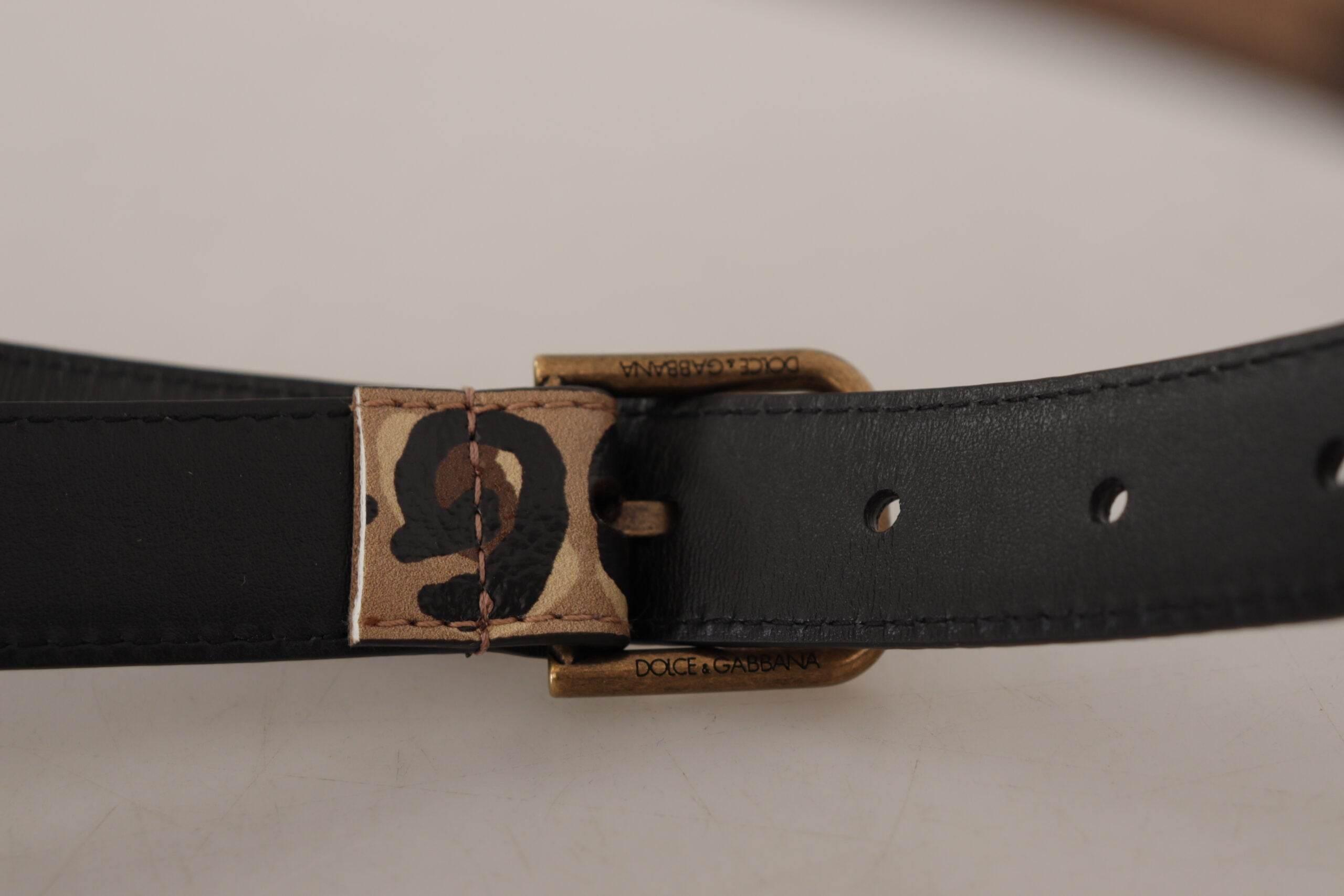 Dolce & Gabbana Elegant Leather Engraved Buckle Belt - Hilstor