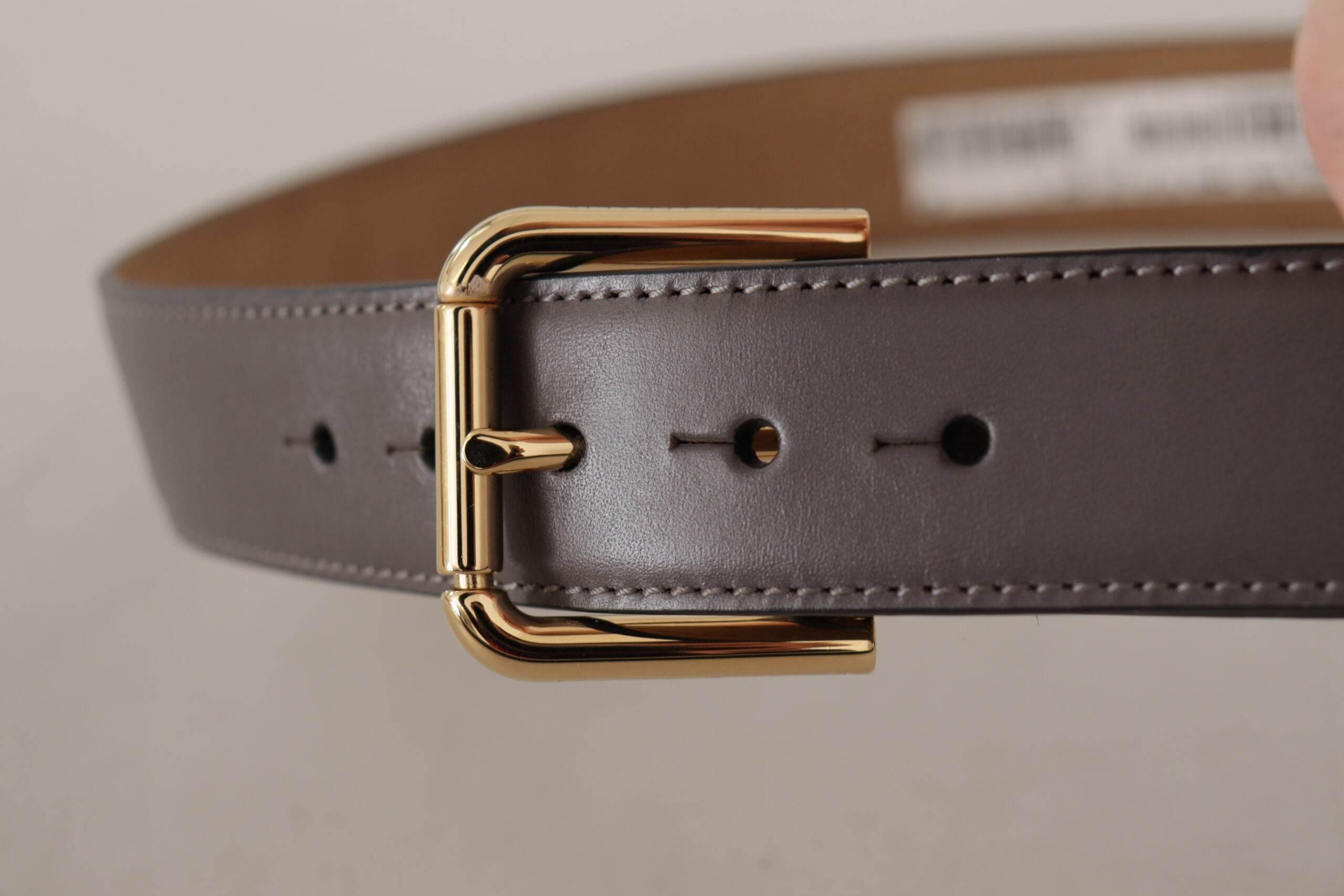 Dolce & Gabbana Elegant Engraved Buckle Leather Belt - Hilstor