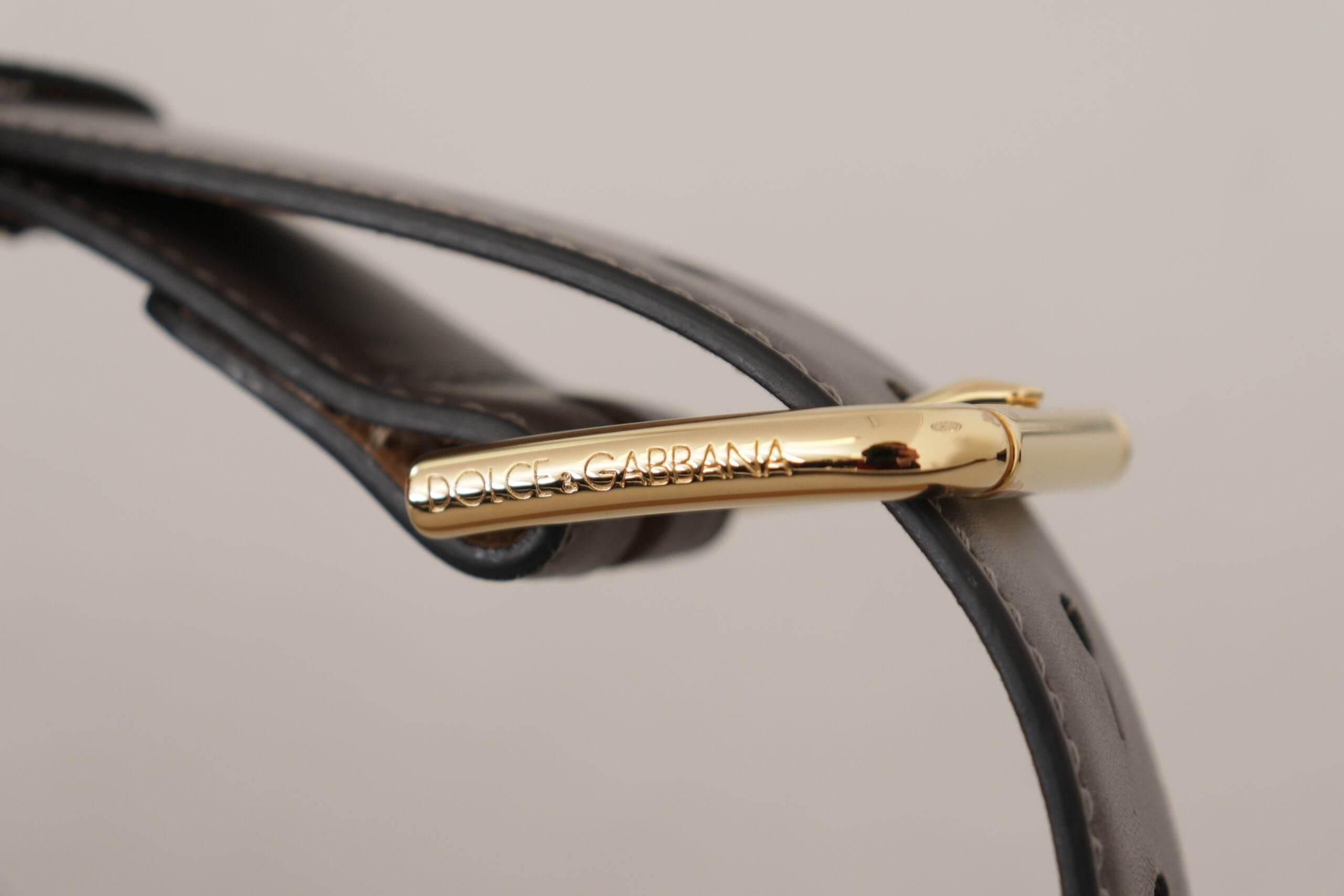 Dolce & Gabbana Elegant Engraved Buckle Leather Belt - Hilstor