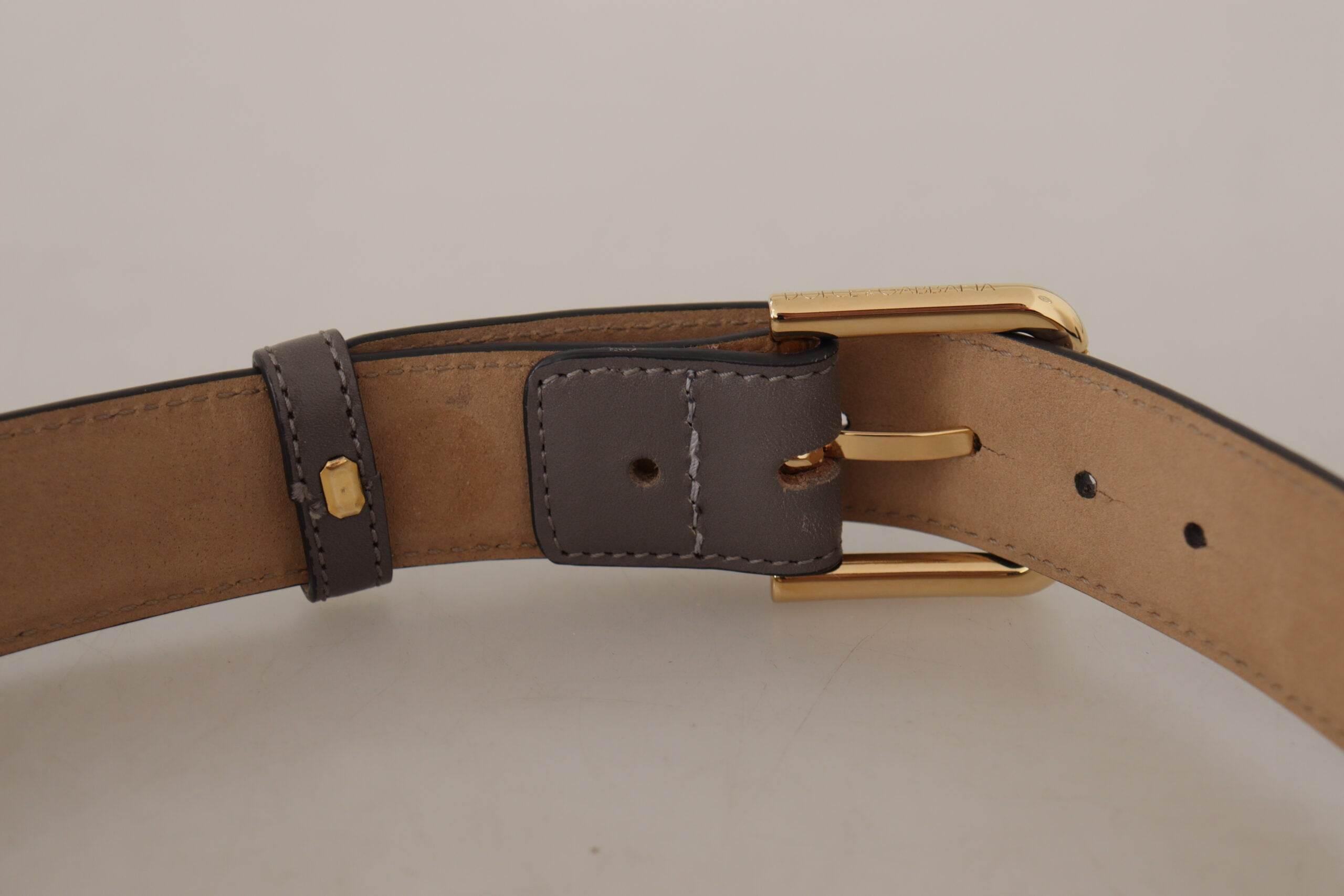Dolce & Gabbana Elegant Engraved Buckle Leather Belt - Hilstor