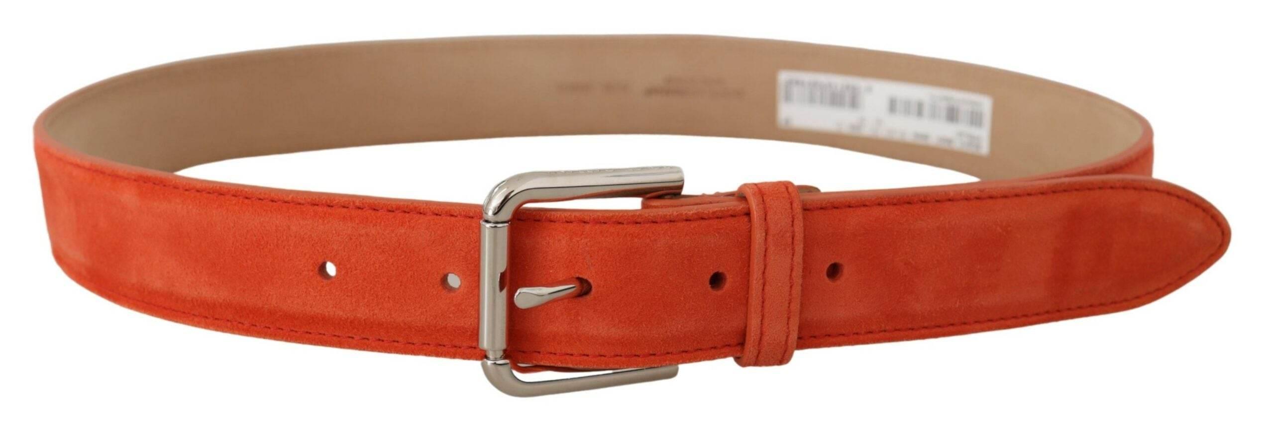 Dolce & Gabbana Elegant Suede Leather Belt in Vibrant Orange - Hilstor
