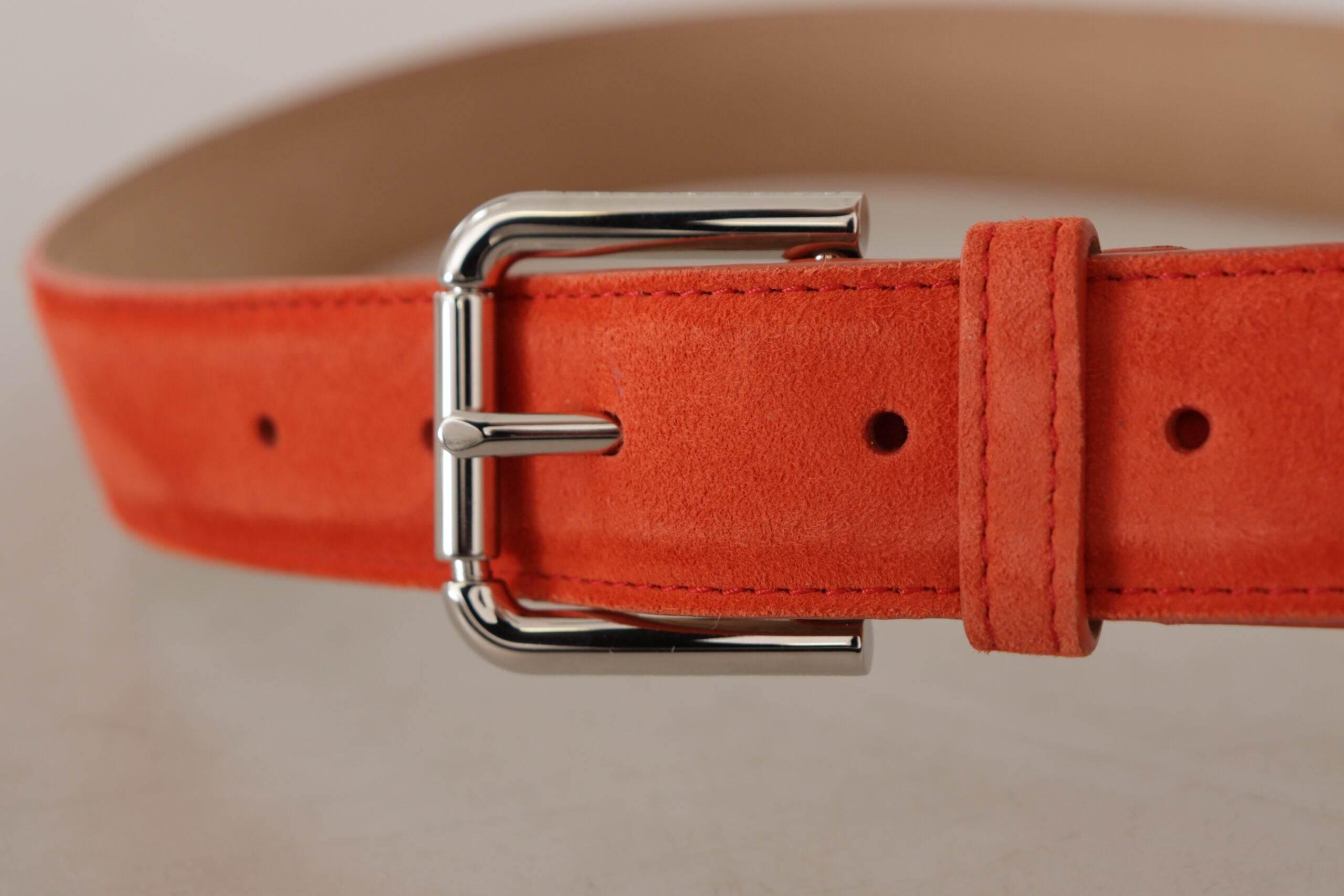 Dolce & Gabbana Elegant Suede Leather Belt in Vibrant Orange - Hilstor