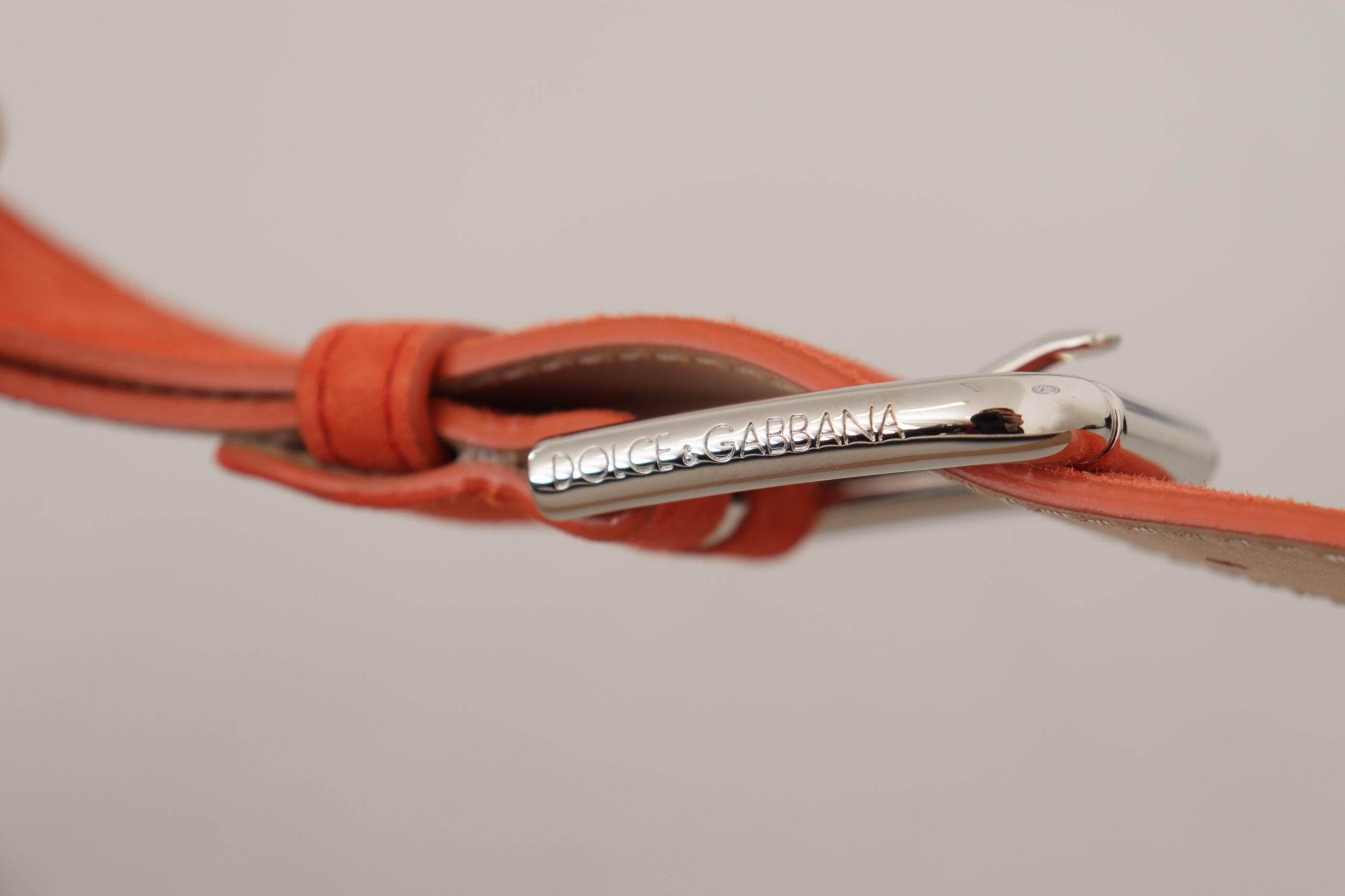 Dolce & Gabbana Elegant Suede Leather Belt in Vibrant Orange - Hilstor