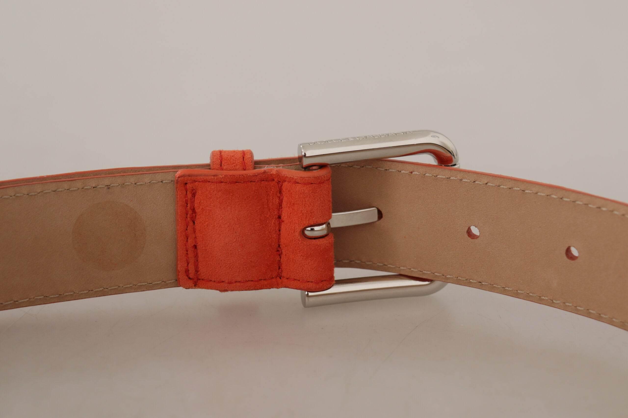 Dolce & Gabbana Elegant Suede Leather Belt in Vibrant Orange - Hilstor