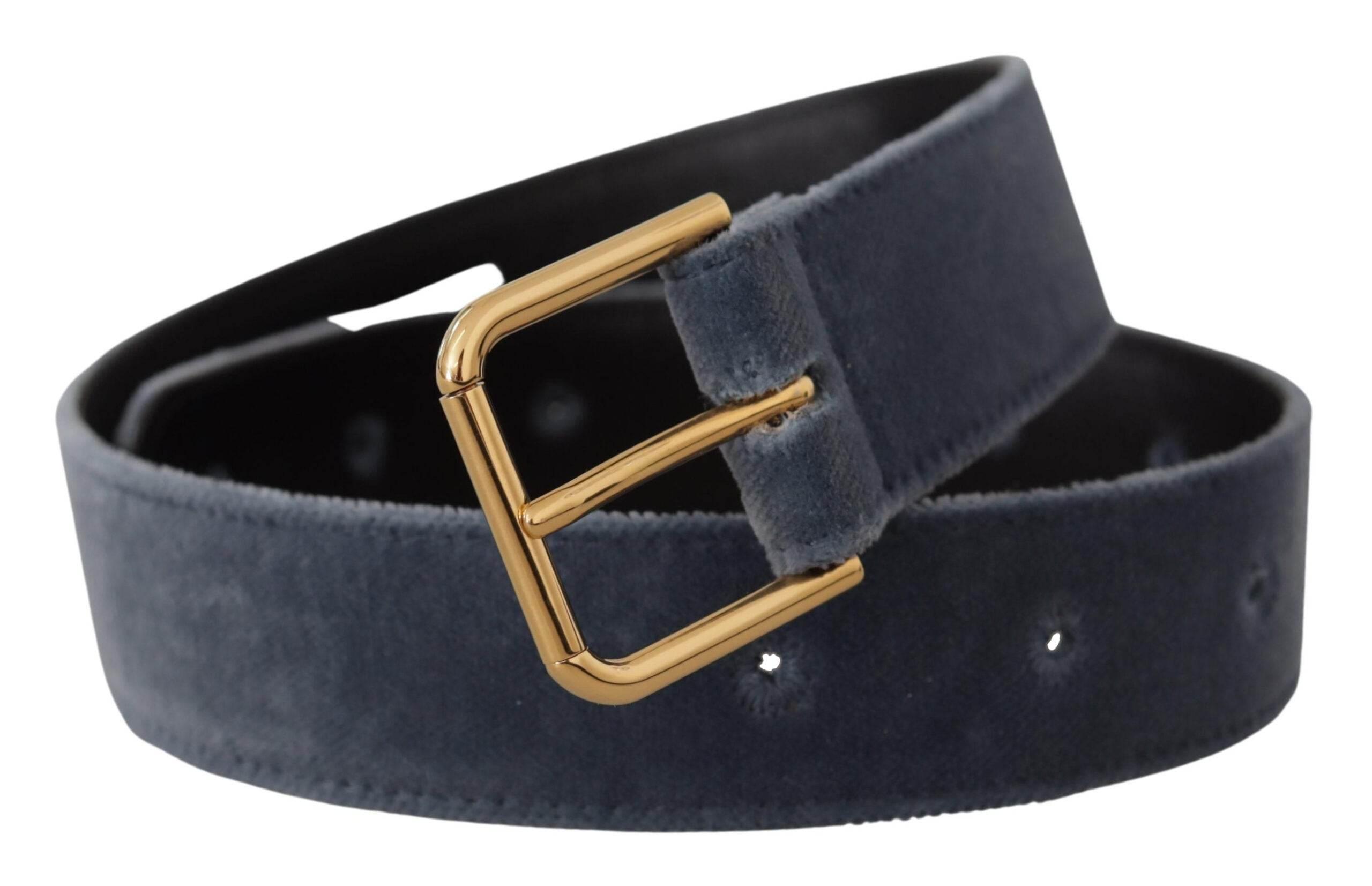 Dolce & Gabbana Elegant Navy Velvet Designer Belt - Hilstor