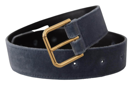 Dolce & Gabbana Elegant Navy Velvet Designer Belt - Hilstor