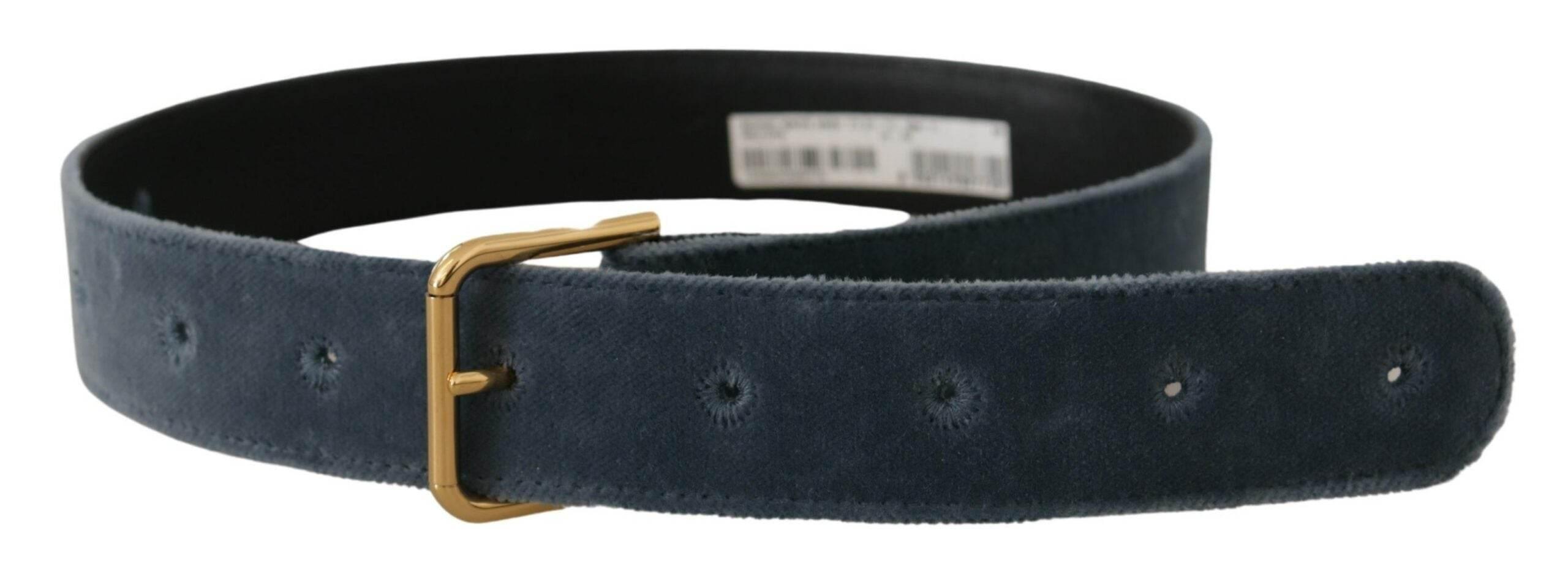 Dolce & Gabbana Elegant Navy Velvet Designer Belt - Hilstor