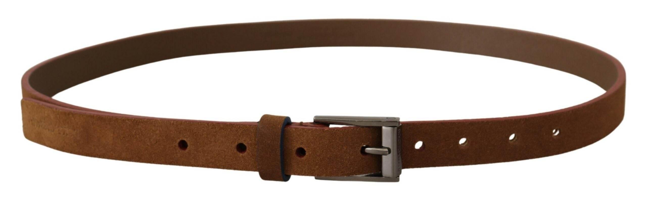 Dolce & Gabbana Chic Suede Belt with Logo Engraved Buckle - Hilstor