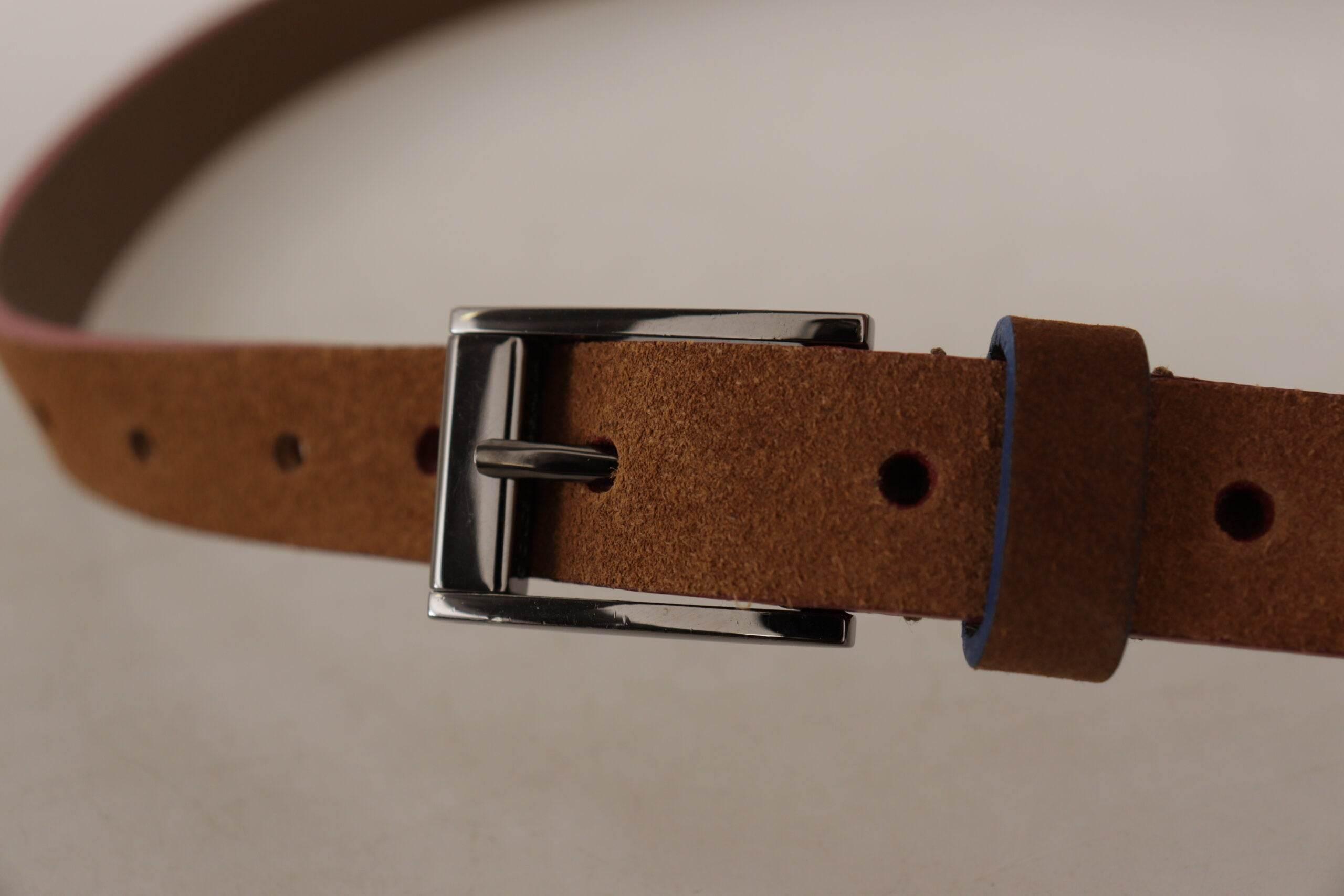 Dolce & Gabbana Chic Suede Belt with Logo Engraved Buckle - Hilstor