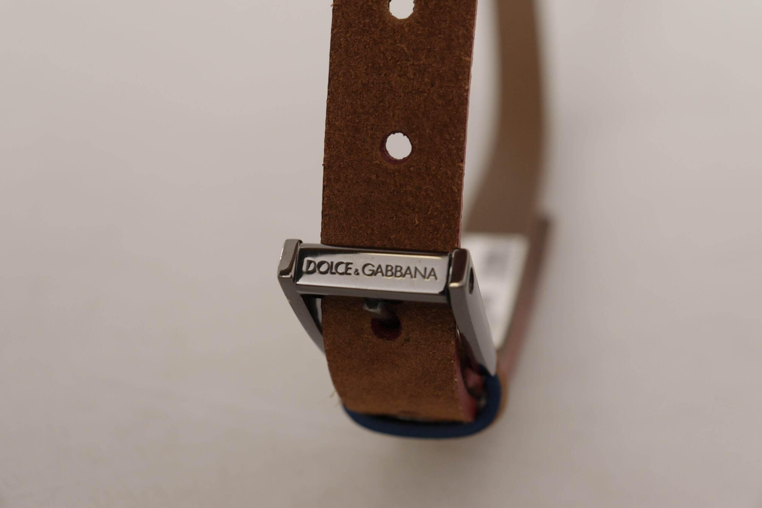 Dolce & Gabbana Chic Suede Belt with Logo Engraved Buckle - Hilstor
