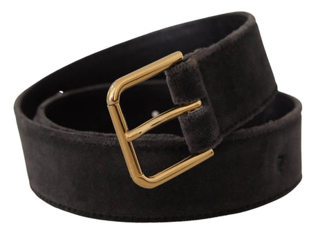 Dolce & Gabbana Elegant Velvet Belt with Engraved Buckle - Hilstor