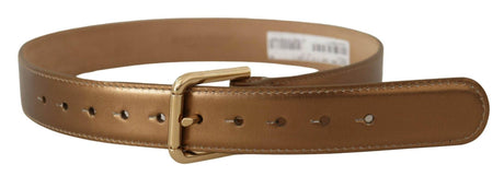 Dolce & Gabbana Bronze Leather Belt with Gold-Toned Buckle - Hilstor