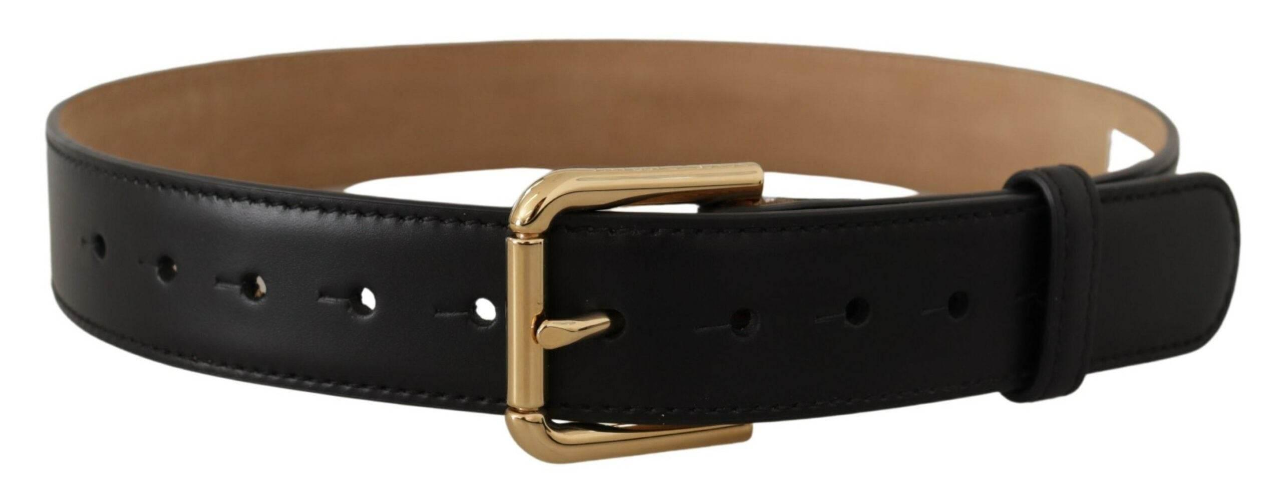 Dolce & Gabbana Elegant Leather Belt with Logo Buckle - Hilstor