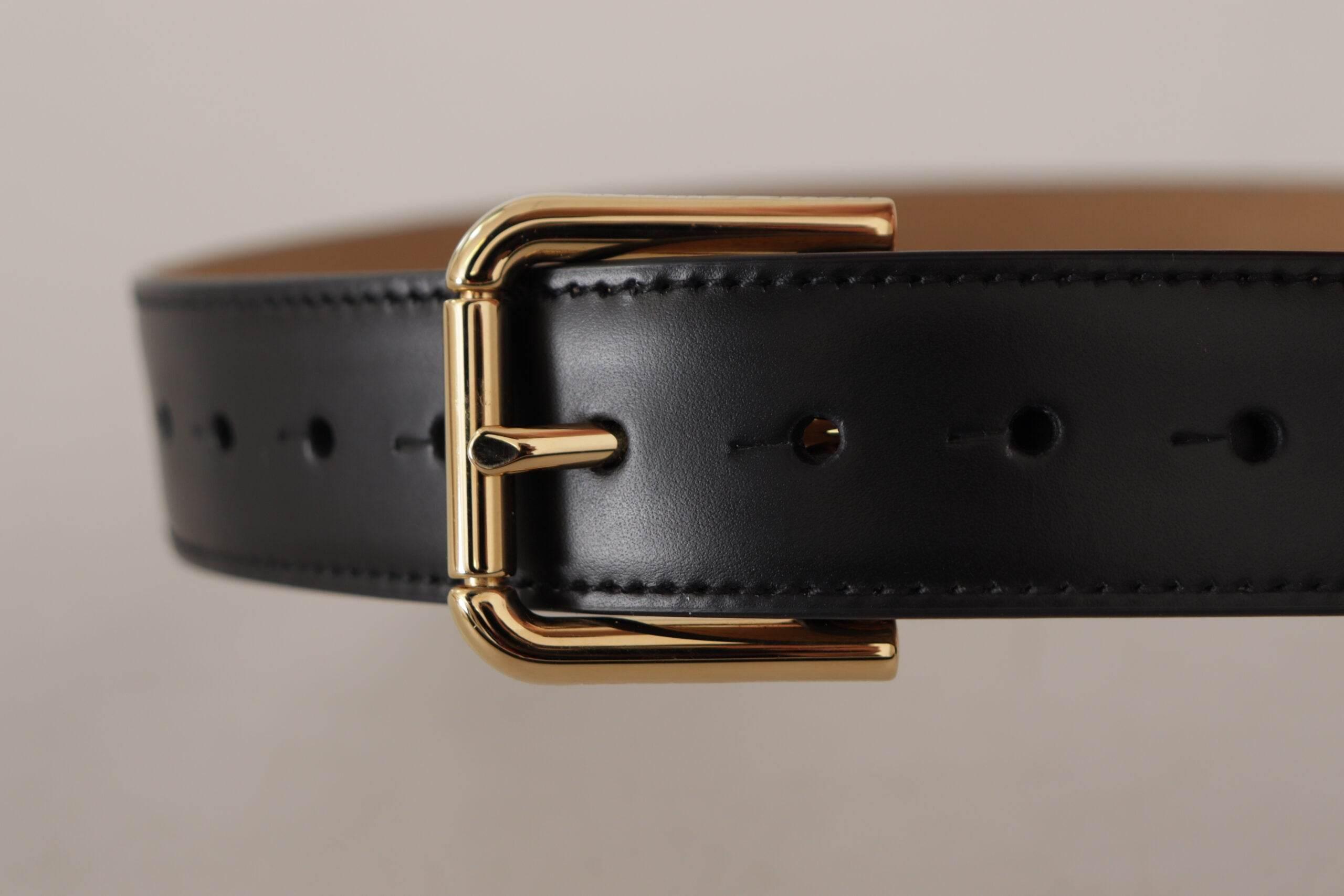 Dolce & Gabbana Elegant Leather Belt with Logo Buckle - Hilstor