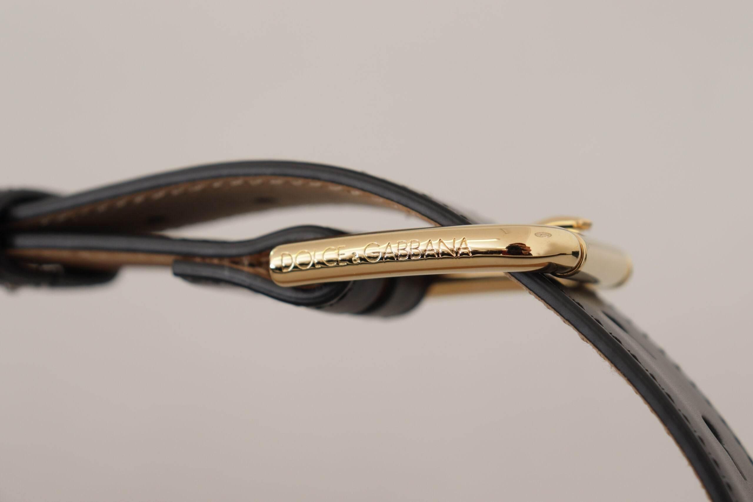 Dolce & Gabbana Elegant Leather Belt with Logo Buckle - Hilstor