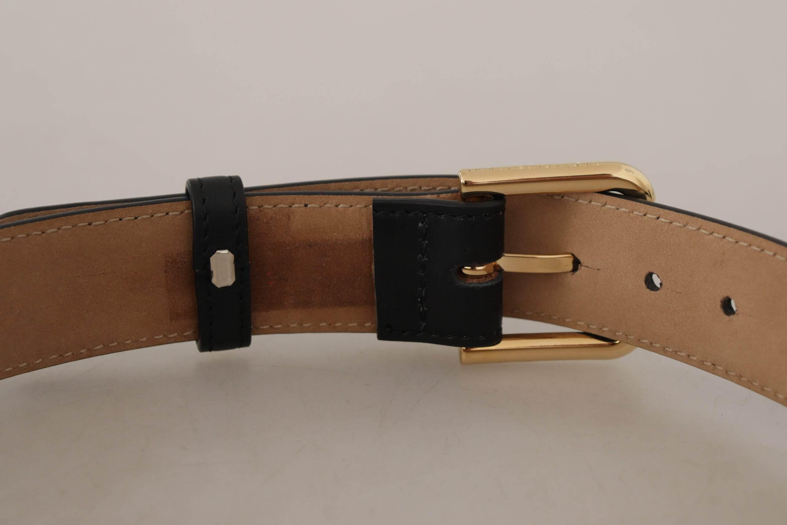 Dolce & Gabbana Elegant Leather Belt with Logo Buckle - Hilstor
