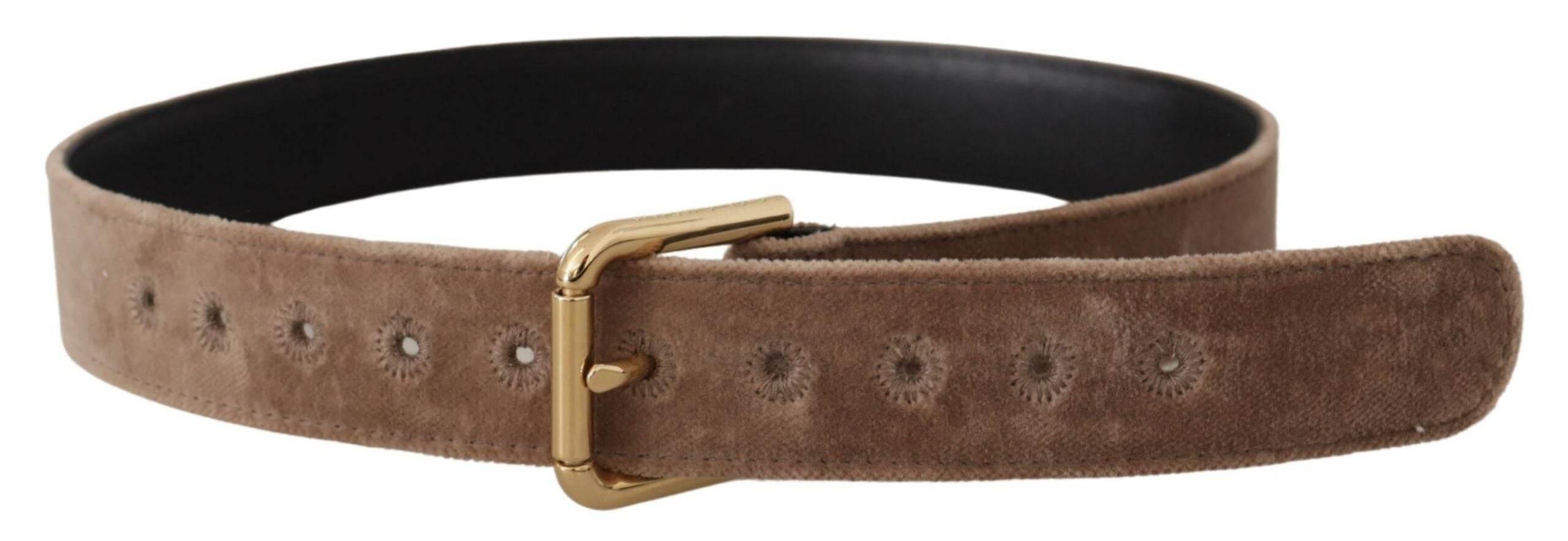 Dolce & Gabbana Elegant Velvet Logo Buckle Belt - Hilstor