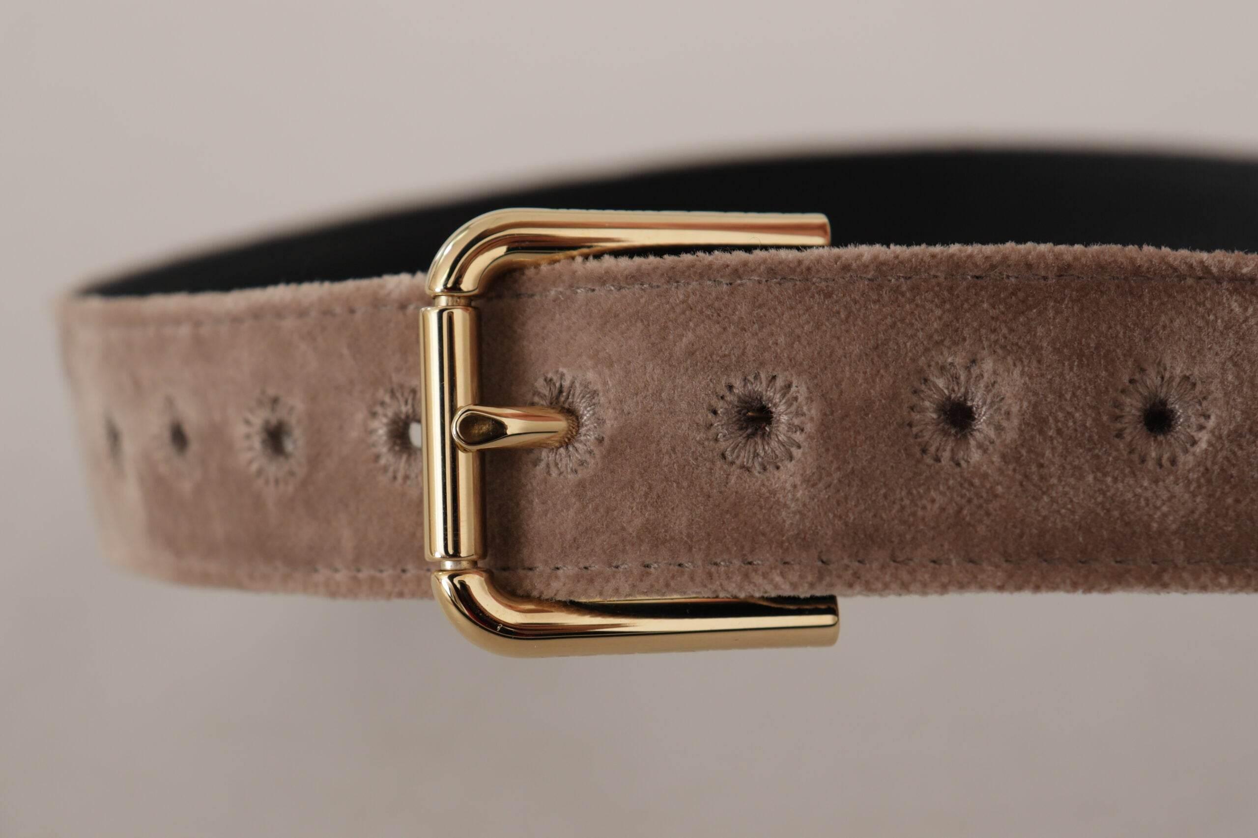 Dolce & Gabbana Elegant Velvet Logo Buckle Belt - Hilstor