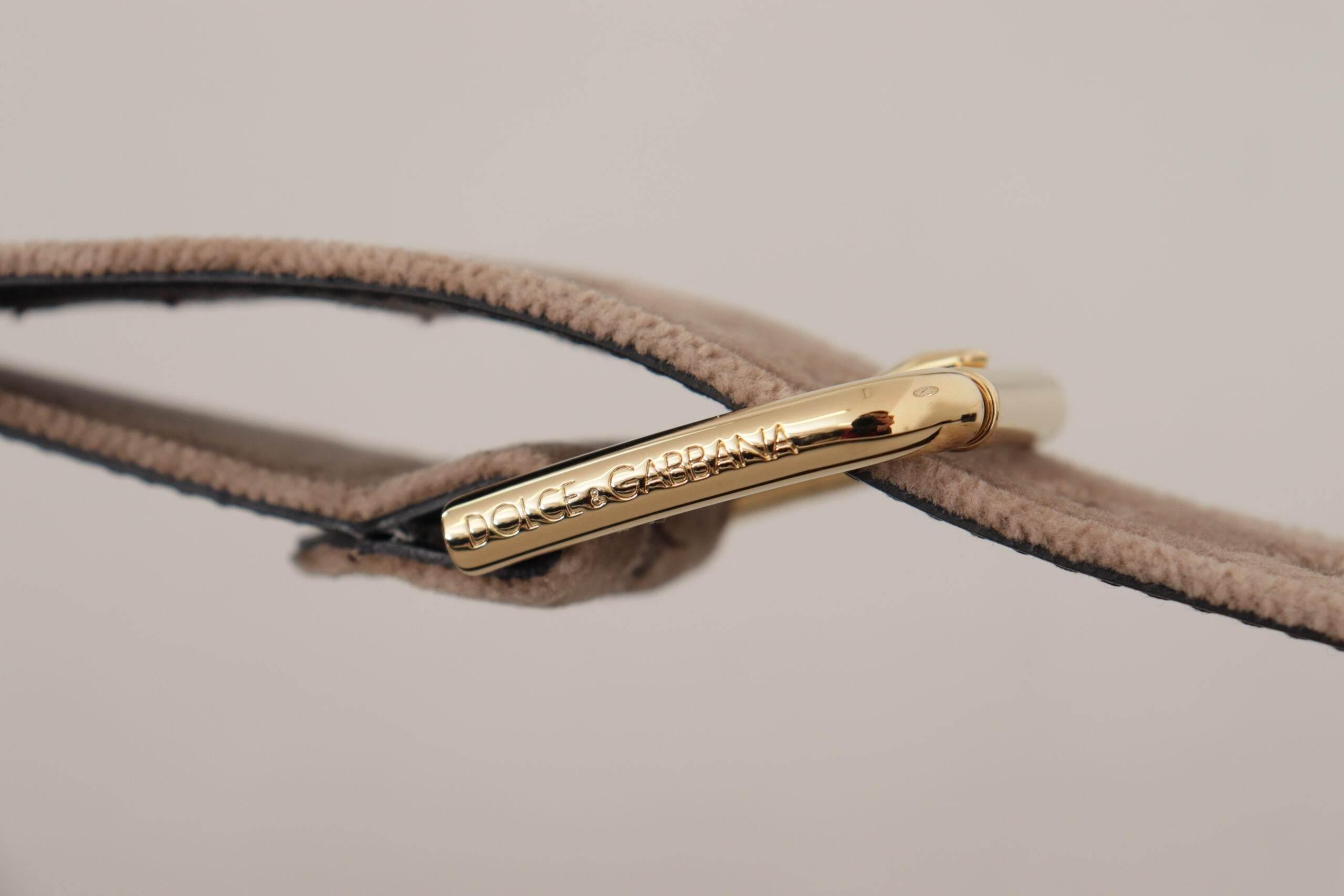 Dolce & Gabbana Elegant Velvet Logo Buckle Belt - Hilstor