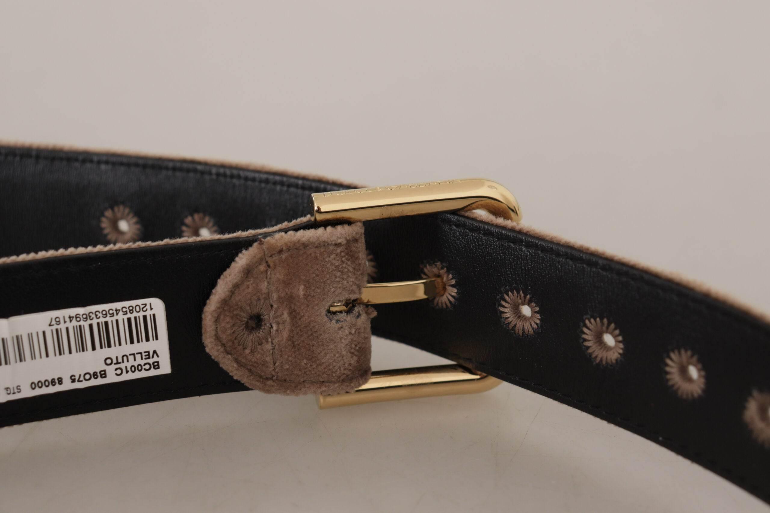 Dolce & Gabbana Elegant Velvet Logo Buckle Belt - Hilstor