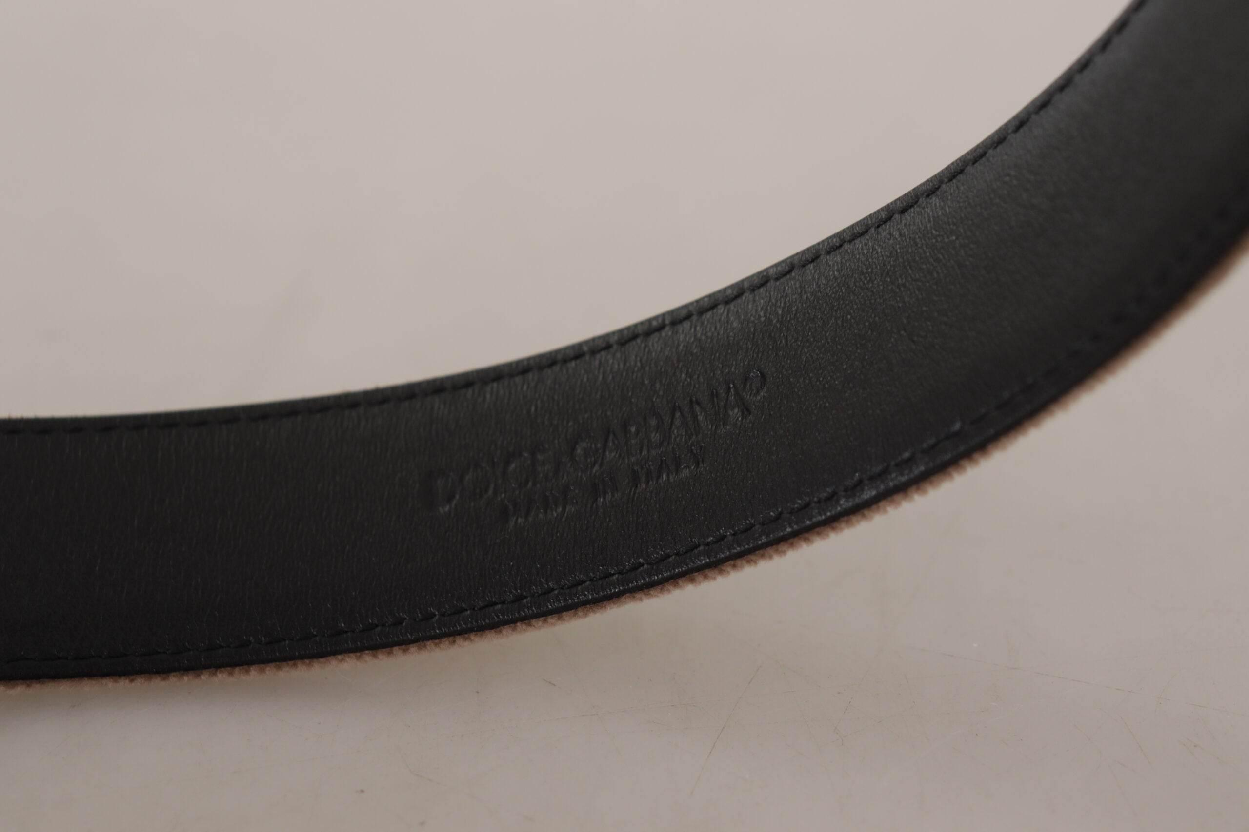 Dolce & Gabbana Elegant Velvet Logo Buckle Belt - Hilstor