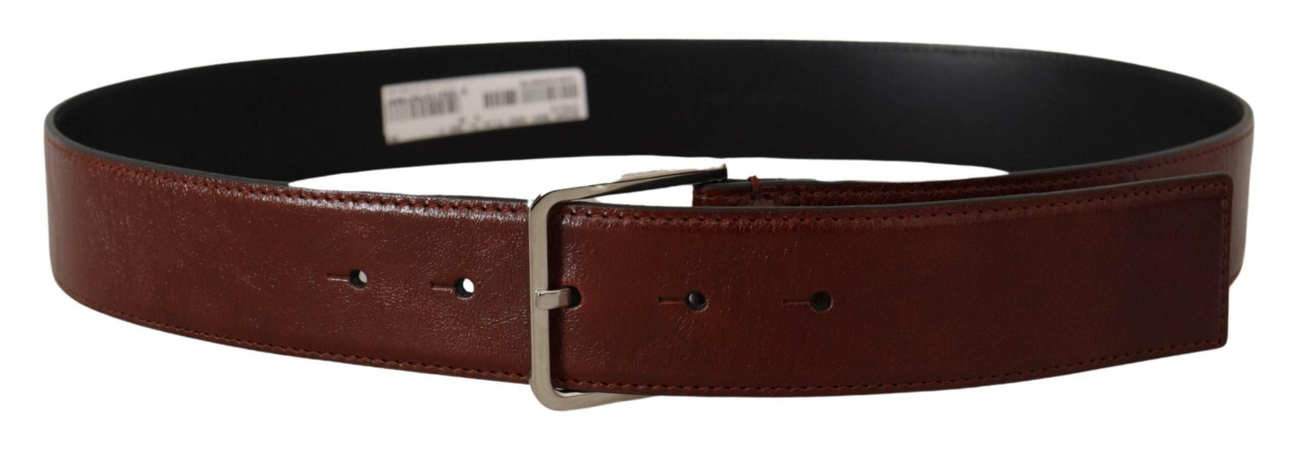 Dolce & Gabbana Elegant Leather Belt with Engraved Buckle - Hilstor
