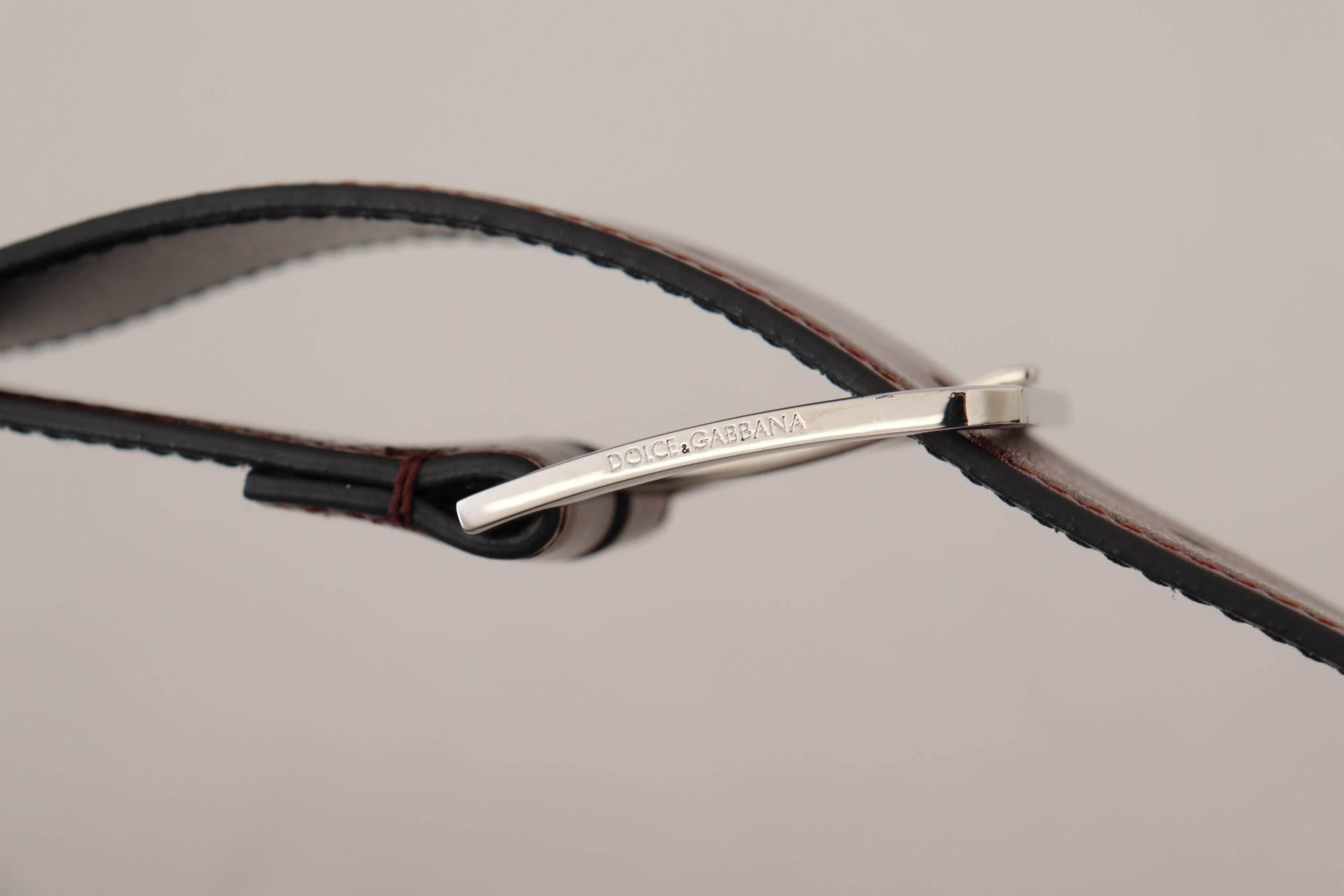Dolce & Gabbana Elegant Leather Belt with Engraved Buckle - Hilstor