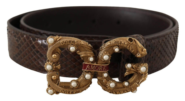 Dolce & Gabbana Elegant Snakeskin Leather Belt - Hilstor