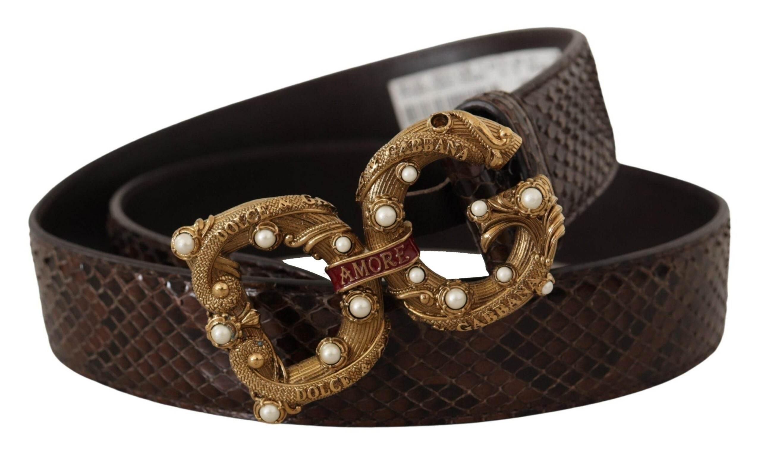 Dolce & Gabbana Elegant Snakeskin Leather Belt - Hilstor