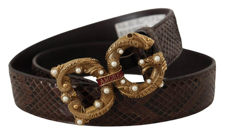 Dolce & Gabbana Elegant Snakeskin Leather Belt - Hilstor