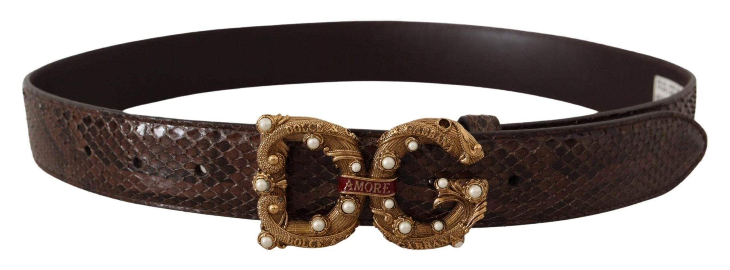 Dolce & Gabbana Elegant Snakeskin Leather Belt - Hilstor