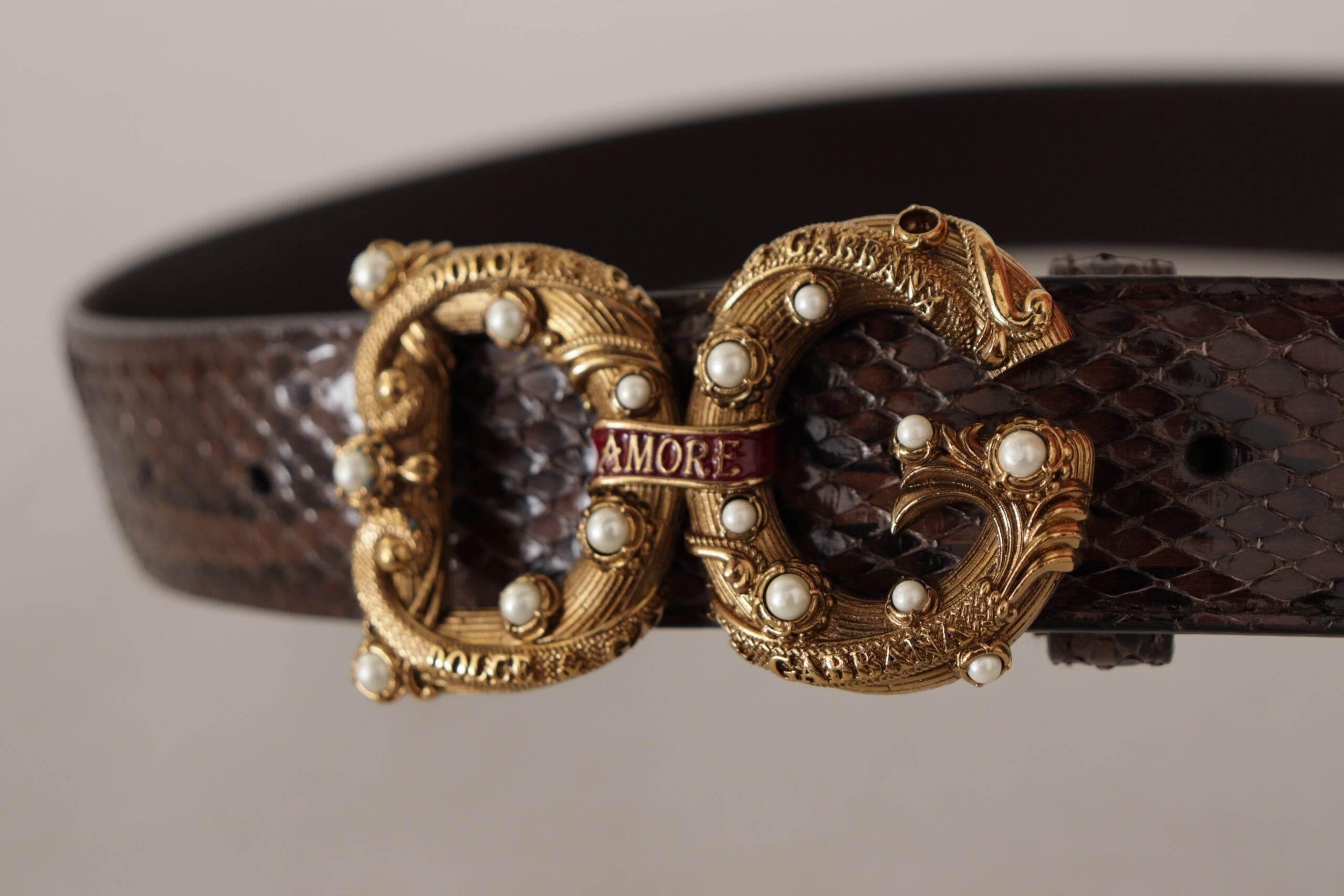 Dolce & Gabbana Elegant Snakeskin Leather Belt - Hilstor