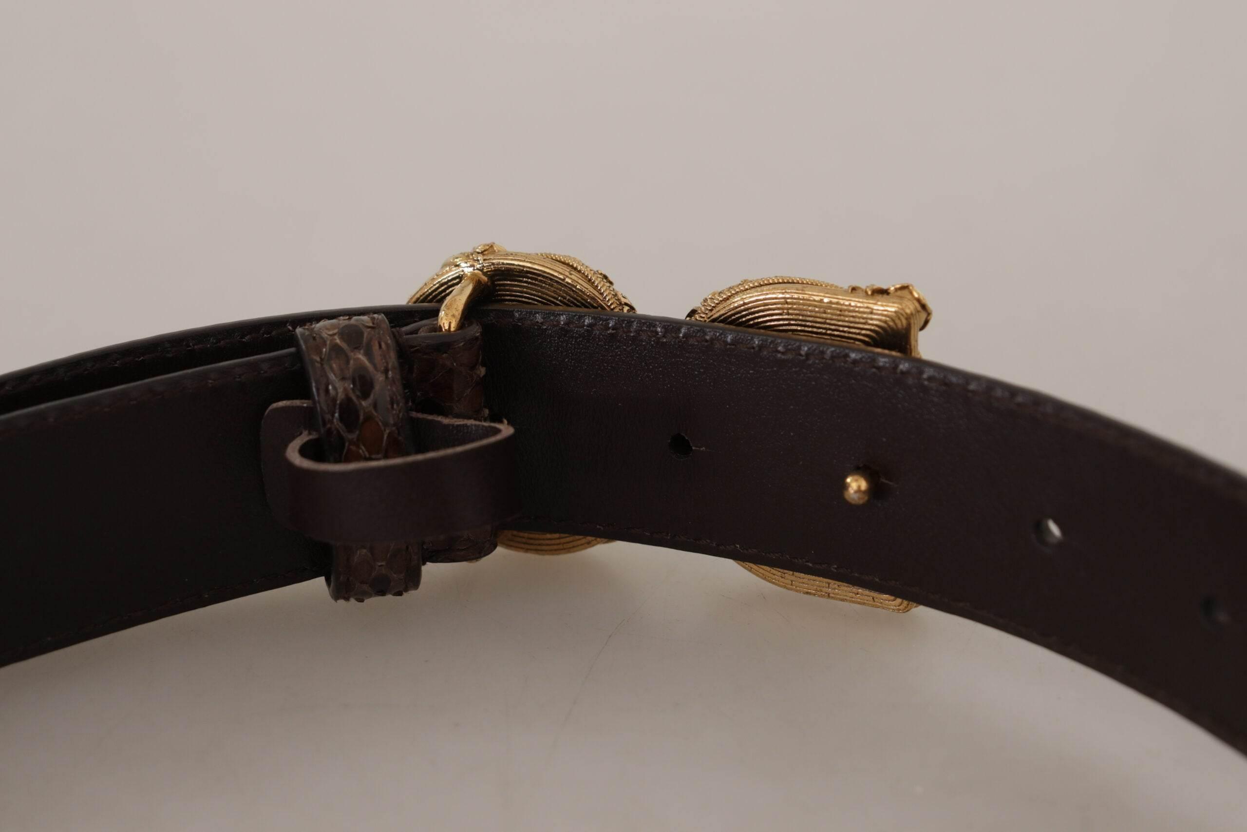 Dolce & Gabbana Elegant Snakeskin Leather Belt - Hilstor