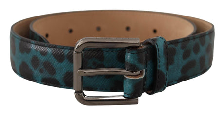 Dolce & Gabbana Engraved Logo Leather Belt in Blue Green - Hilstor