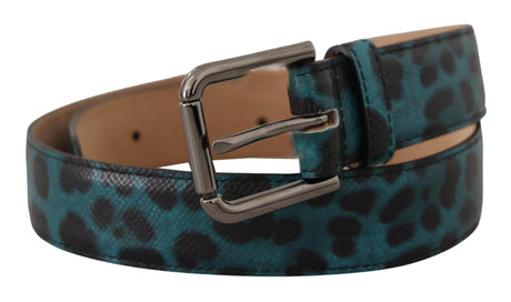 Dolce & Gabbana Engraved Logo Leather Belt in Blue Green - Hilstor