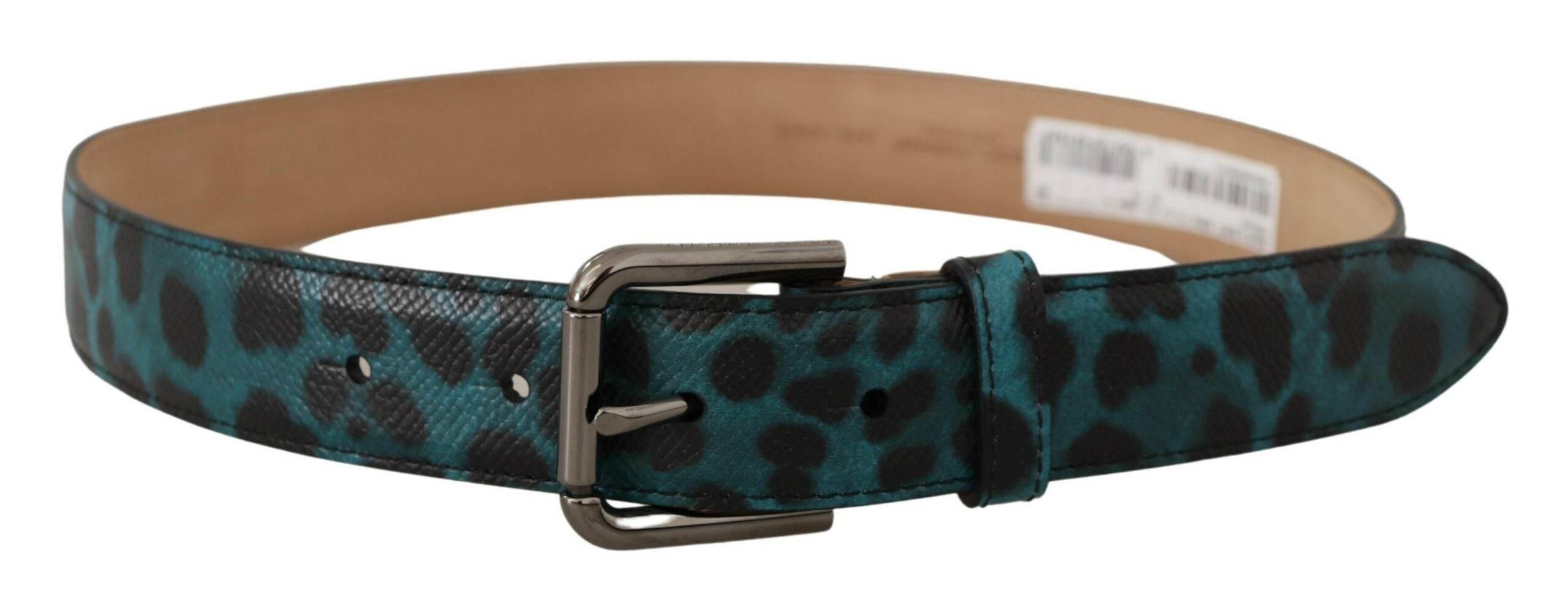 Dolce & Gabbana Engraved Logo Leather Belt in Blue Green - Hilstor