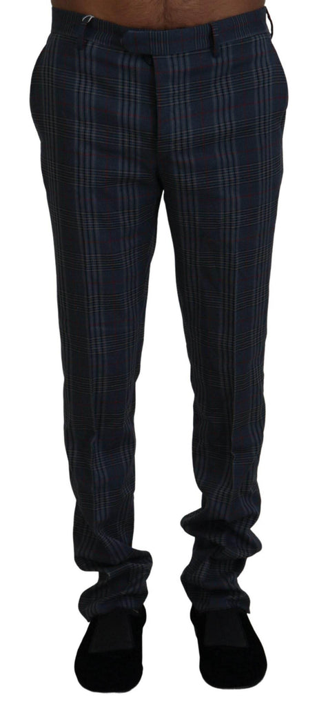 BENCIVENGA Gray Pure Wool Men Checkered Pants - Hilstor