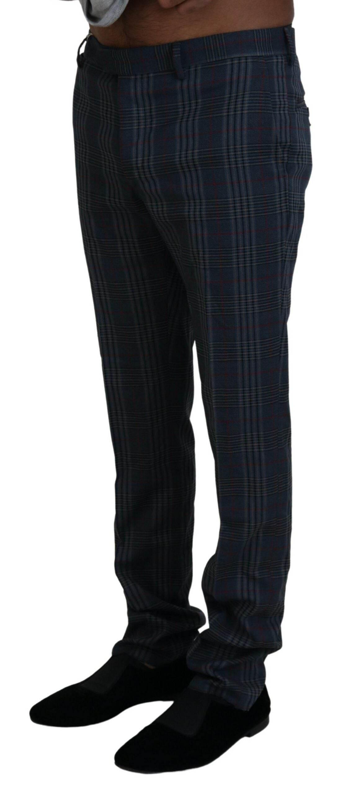 BENCIVENGA Gray Pure Wool Men Checkered Pants - Hilstor