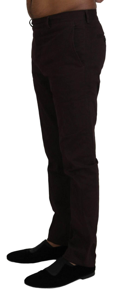 BENCIVENGA Brown Cotton Tapered Formal Men Pants - Hilstor