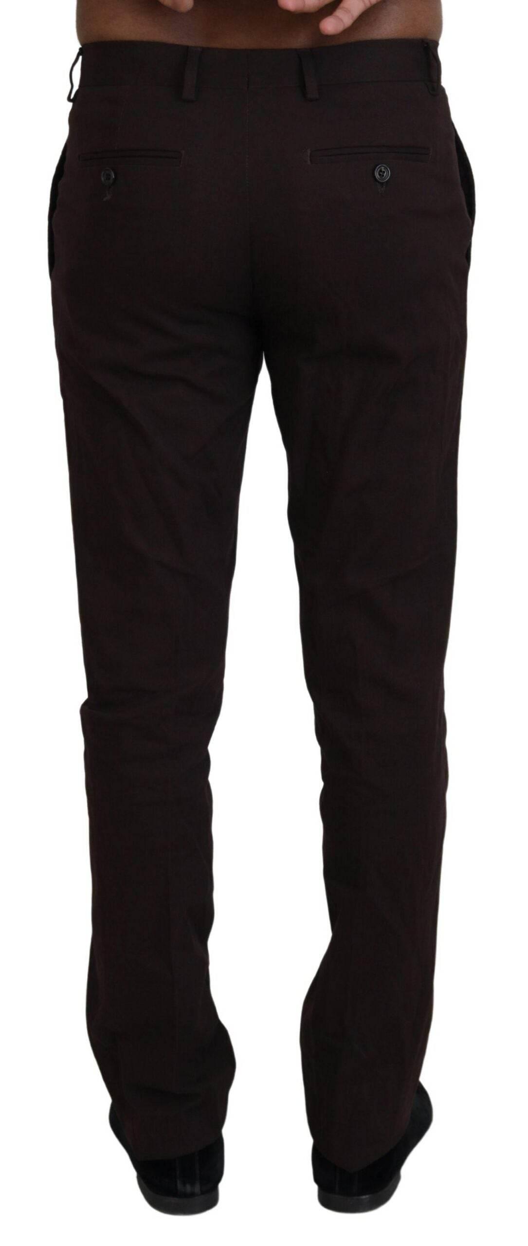 BENCIVENGA Brown Cotton Tapered Formal Men Pants - Hilstor