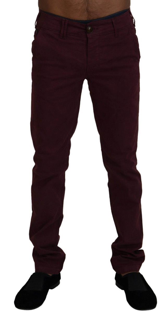 CYCLE Maroon Skinny Fit Cotton Pants - Hilstor