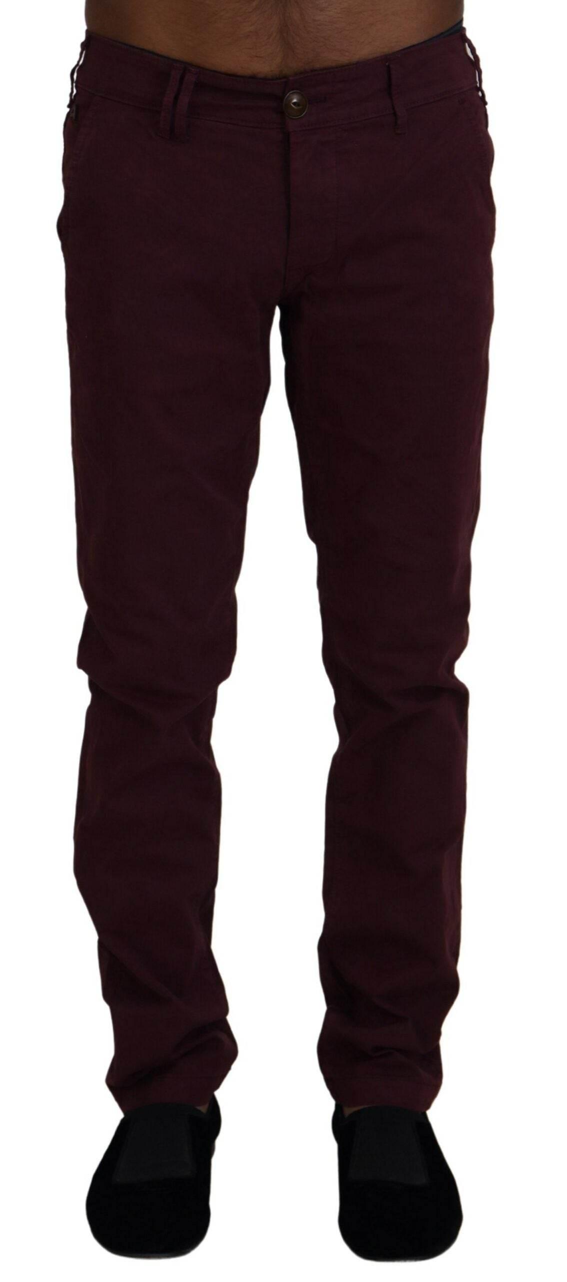 CYCLE Maroon Skinny Fit Cotton Pants - Hilstor