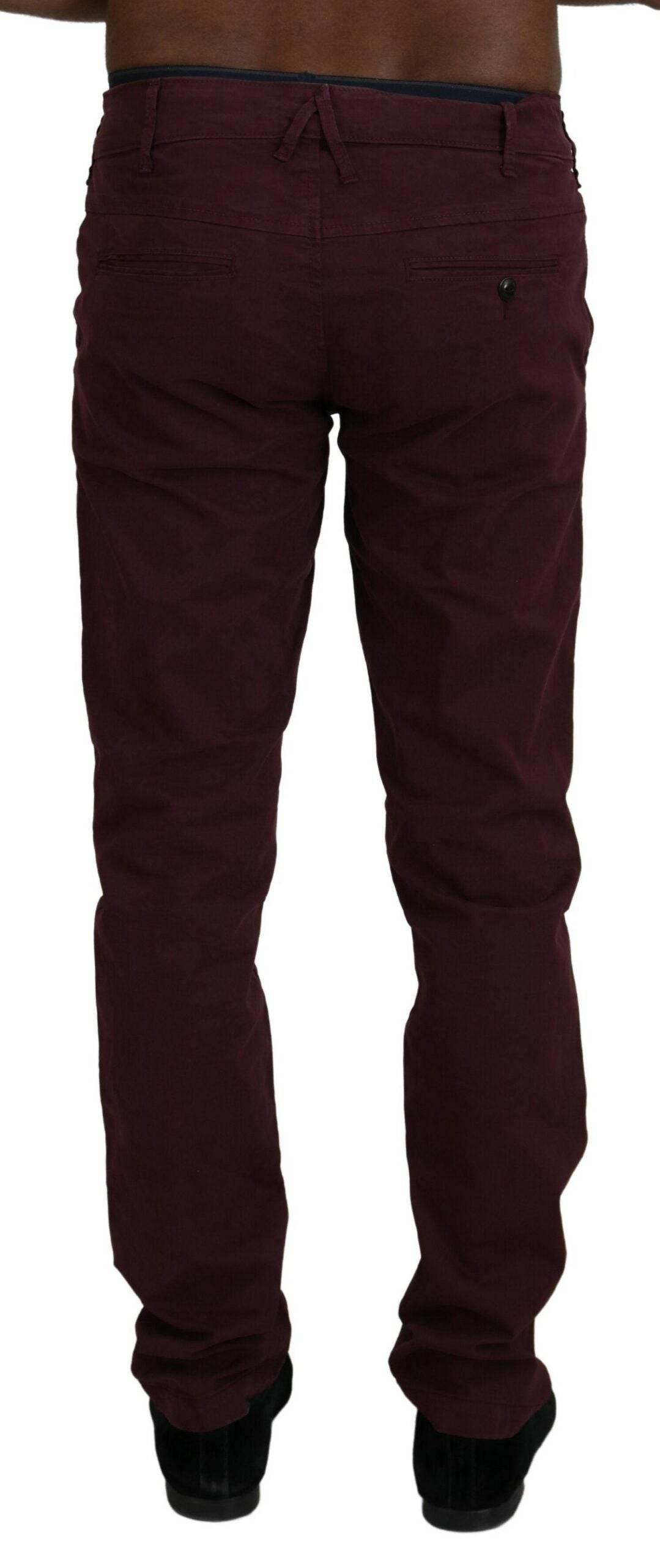 CYCLE Maroon Skinny Fit Cotton Pants - Hilstor