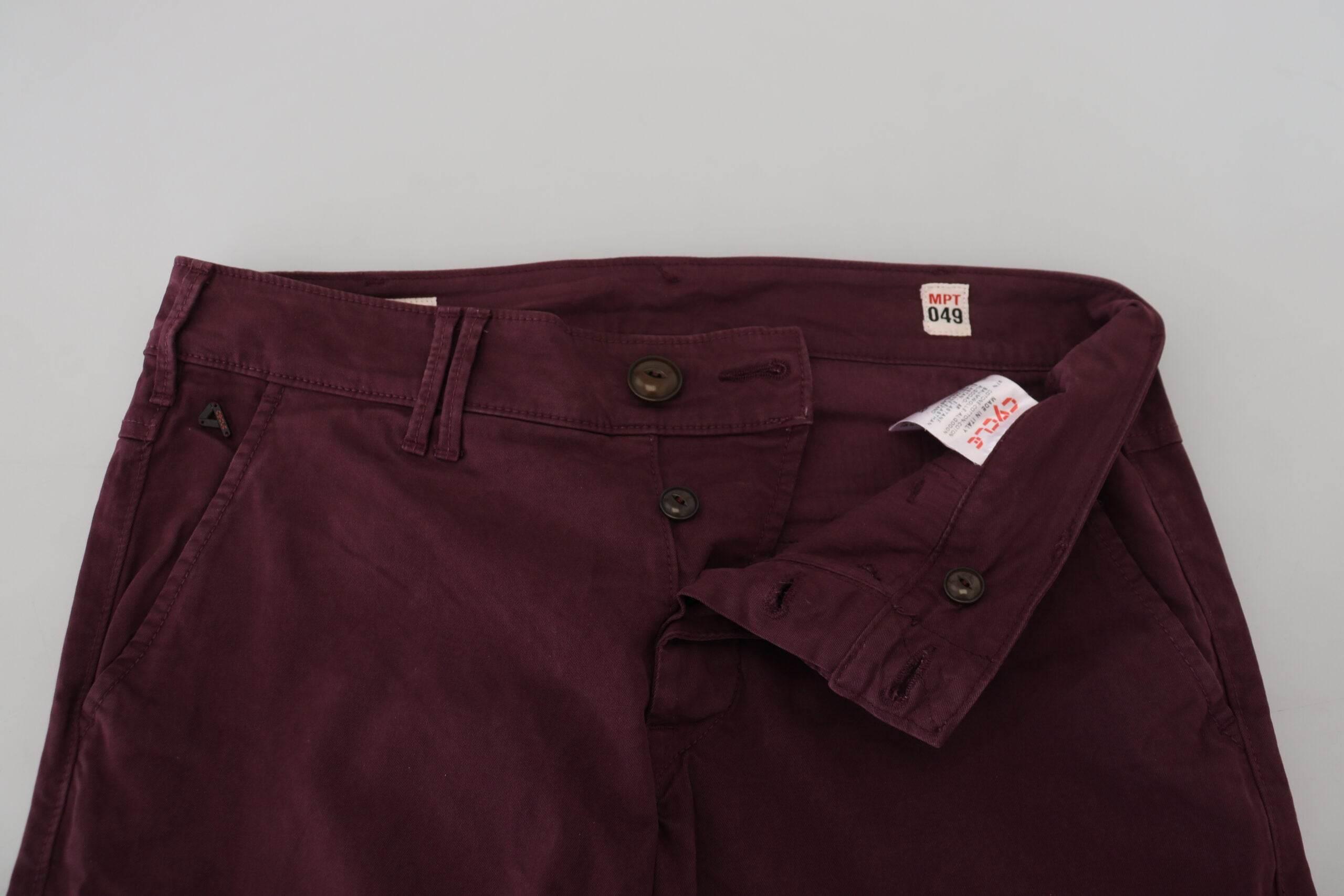 CYCLE Maroon Skinny Fit Cotton Pants - Hilstor