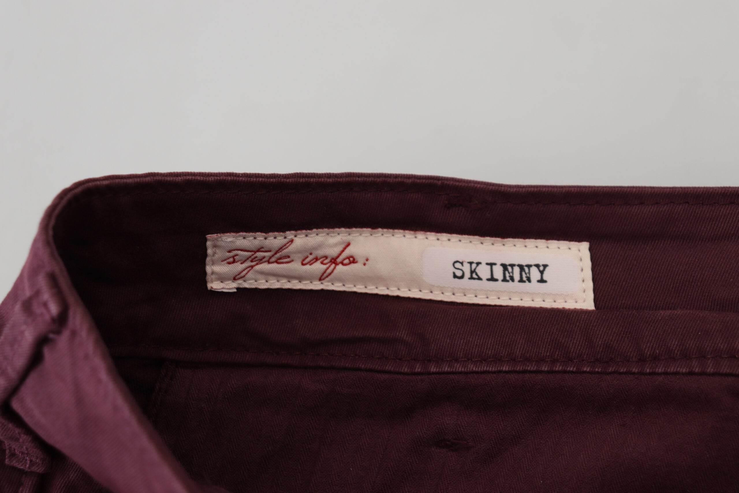 CYCLE Maroon Skinny Fit Cotton Pants - Hilstor