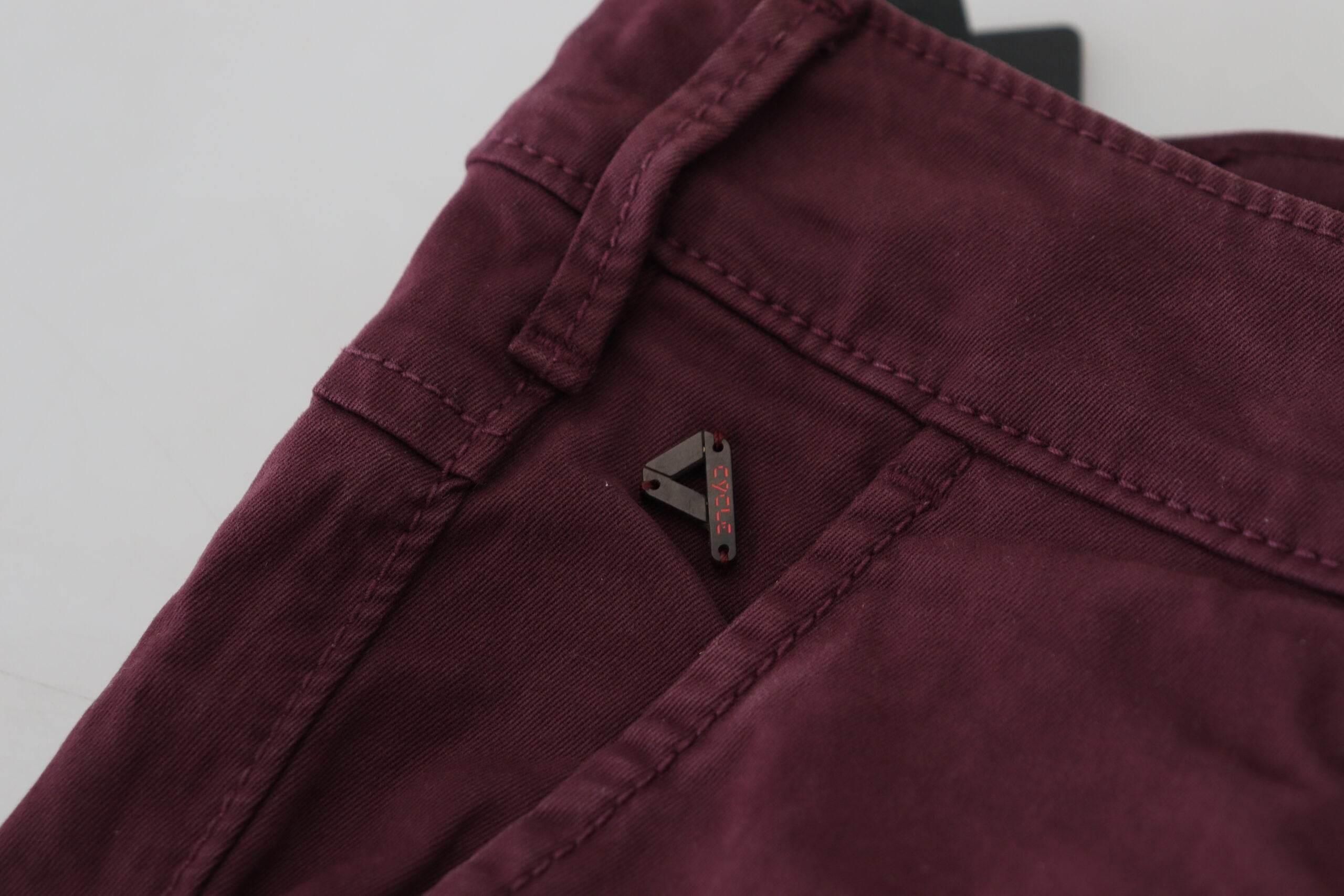 CYCLE Maroon Skinny Fit Cotton Pants - Hilstor